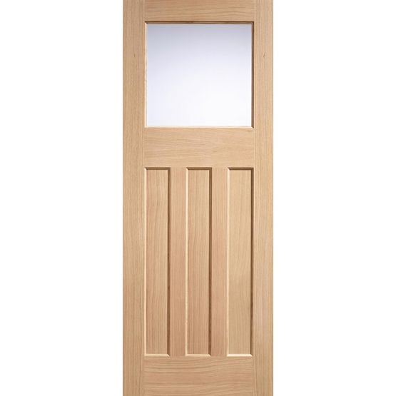 LPD Internal Oak DX 1930s Edwardian Style Top Light Frosted Glazed Door (27&quot; x 78&quot;)