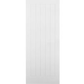 Premdor Internal White Primed VERTICAL 5 PANEL Moulded Textured Cottage Door -  Fire Door FD30
