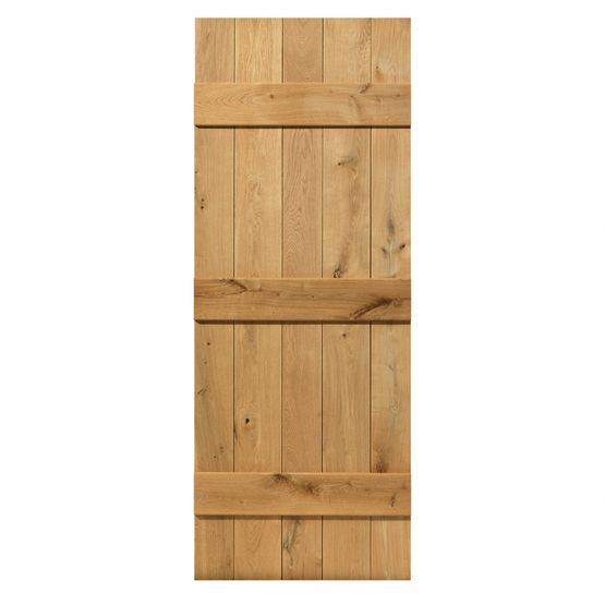 Video of JB Kind Solid Plank Ledged Unfinished Knotty Oak Internal Door