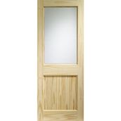 XL Joinery 2XG 1 panel Shaker Unfinished Natural Pine 1 Light Clear Glazed External Front Door (D&G) 