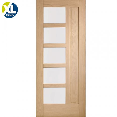 XL Joinery Lucca 1 Panel Contemporary Unfinished Natural Oak 5 Light Obscure Glazed External Front Door (M&T) - 1981mm x 838mm (78x33 inch)