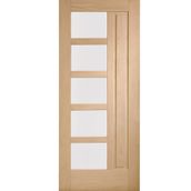 XL Joinery Lucca 1 Panel Contemporary Unfinished Natural Oak 5 Light Obscure Glazed External Front Door (M&T)