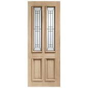 XL Joinery Malton Diamond 2 Panel Victorian Unfinished Natural Oak 2 Light Decorative Glazed External Front Door (M&T)