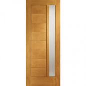 XL Joinery Modena 8 Panel Contemporary Fully Finished Natural Oak 1 Light Obscure Glazed External Front Door (M&T) - 1981mm x 838mm (78x33 inch)