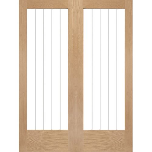 XL Joinery Internal Oak Suffolk Clear Etched Glazed Cottage Door Pair